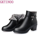 2021 NEW Fashion Soft Leather Women Ankle Boots High Heels Zipper Shoes Warm Fur Winter Boots for Women Plus Size