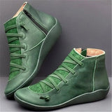 Winter Snow Boots Genuine Leather Ankle Spring Flat Shoes Woman Short Vintage Boots with Fur 2020 for Women Lace Up