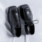 Breakj New Men's Shoes Business Casual Square Head Platform For Work Shoes Niche Design Leather Shoes