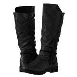 Mid-calf Boots Women's Zip High Boots Woman Keep Warm Low Heels Ladies Comfort Shoes Western Boots Female Drop