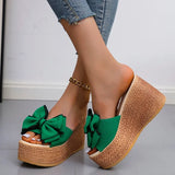Women Slippers Fashion Pee Toe Summer Shoes Butterfly-knot High Heels Women Slides Platform Wedges Ladies Women Shoes