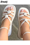 Summer New Outdoor Casual and Comfortable Flat Women Shoes Retro Shoes Solid Color Women Sandals Simple Sandals