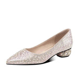 Breakj And Autumn 2025 New Pearl Water Drill Shallow Mouth Coarse Single Shoes Women's Flat Shoes Fashion Low-Heeled Large Women's