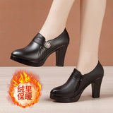 Autumn And Winter New Deep Mouth Single Shoes Women's Thick Soles Waterproof Table Soft Soles High Heels Catwalk Work Shoes Women's Single
