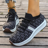 Breakj New Large-Size Women's Thick-Bottomed Flying Sneakers Comfortable Breathable Running Sneakers