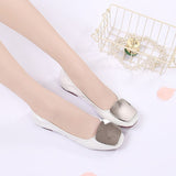 Women Foldable Ballet Flats Soft Square Toe Square Buckle Comfortable Slip on Flat Ballerinas Shoes Woman PU Leather