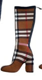 Breakj New 2024 Plaid Over-The-Knee Boots High Heel Round Head Boots Women's Thick Heel Rear Zipper Versatile Stretch