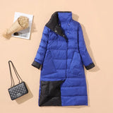 New Autumn Winter Women Double Sided Ultra Light Long Down Coat 90% White Duck Down Parkas Warm Snow Plaid