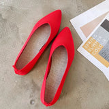 Fashion Breathable Stretch Fabric Ballet Flats Women Mesh Casual Soft Rubber Sole Pointed Toe Slip On Loafers Boat