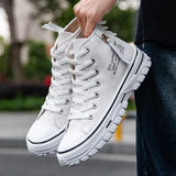 Canvas Shoes High Top Flat Shoes for Men Black White Sneakers Non-slip Shoes Canvas Sneakers Sneakers for Men Casual