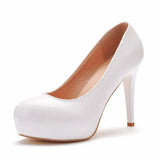 Breakj Cm White Heel Single Shoes Red Thin Heel Waterproof Table White Wedding Shoes Large High Heels Wedding
