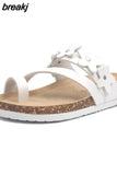 2023 New Women Summer Cork Slippers Casual Slip on Beach Outside Slides Flip Flops