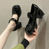 Breakj Temperament Coarse Retro Single-Shoe Women In The Fall Of 2025 New Bright And Shallow Students Mary Jane Small Leather