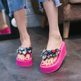 High Heel Women's Beach Holiday Sandals, Rhinestone Wild Non-slip Women's Shoes Rhinestone Shoes Women House