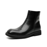 Breakj Men's Shoes Summer Shorts British Square Head Black Zip Booshoe