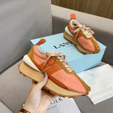 Platform Casual Running Shoes Women Flat Mixed Color Lace Up Patchwork Sneakers Outdoor Walk Tennis Shoes Zapatillas