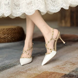 Summer Women Rivet Stiletto High Heels Sexy Pointed Female Word Belt Rivet Sandals Sandals Women Women Sandals Shoes