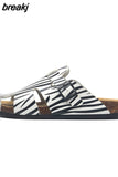 2023 New Summer Buckle Cork Slipper Casual Women Mixed Color Beach Outside Non-slip Closed Toe Cut-outs Slides