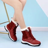 Winter Snow Boots 2021 Lace Up Casual Booties Women Non Slip Black Boots Women Warm Plush Ankle Boots Coturno