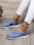 Breakj Summer New Women's Sandals Large-Size Breathable Elastic Fly Weaving Flat Bottom Casual Women's