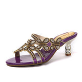 Slippers In The Summer Of 2024 Women's Fishmouth Shoes With Diamond Stilettos And Diamond Slippers Are Worn