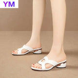 Women's Concise Transparent Slippers Open Toe Platform High Heels Sandals Zapatillas Mujer Casa Sapatos Femininos PVC