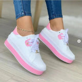 Breakj Summer New Ladies Thick-Soled Casual Single Shoes Women's Thick-Sed Round-Headed Embroidered Leather Side Single