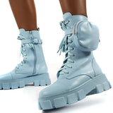woman shoes high heels sexy Chunky Boots Fashion Pocket Platform Boots Women Ankle Boots Female Sole Pouch Botas