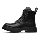 Breakj 2024 New Youth Cylinder Round Head High Help Thick Bottom Men With Big Head Trend Martin Boots