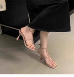 Breakj The Summer Of 2025, The New French High-Heeled Women's Head With A Word Of Sandals With High-End Fine