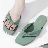 Leather Slippers Women Flat Shoes Ladies Pink Flip Flops Comfortable Weave Outdoor Slides 2021 Summer Woman
