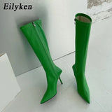 2022 New Green Pointed Toe High Boots Knee-High Boots Sexy High Heels Boots New Women Botas