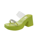 Breakj Design Sense Transparent One Word With Thick Platform Thick Heel Sandals Female 2023 Summer New Fashion Increased
