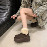 Breakj Integrated Snow Boots Plus Velvet Low Help Thickened Velvet Outside The Northeast Wear-Resistant Anti-Slip Thick-Sed Thick-Solvable Winter Cotton