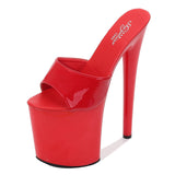 Breakj Patent Leather 17Cm20cm High Heels Heel Sexy Waterproof Platform Hate Day High Slippers Female