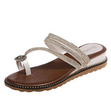 Wedges Sandals Women Rhinestones Female Flip Flops Summer Modis Leather Crystal Slippers Ladies Babouche Bling