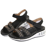 Breakj Female Thick Bottom Slope Sandals Large-Size With A Glide Water Drill Thick Bottom Cushion Sandals