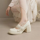 Women 2024 Spring And Autumn New British Wind Mary Jane Women's Shoes Bow Thick With Gentle Shallow Single Shoes