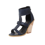 Women PU Leather Gladiator Shoes Super High Heel Sandals Peep Toe Zipper Thick Heel Ladies Sandals Summer White