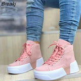 Women Boots Ladies Chunky Heel Platform Round Toe Shoes Denim Ankle Women Boots Jeans Casual High-top Sneakers Women's