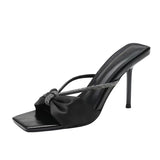 Breakj Satin Water Drill With Sandals Woman 2025 Summer New Bow Toe Wearing High-Heeled Cold