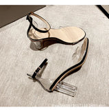 Breakj Sandals Sexy Crystal Shoes 2023 Summer New Simple Buckle With Fairy Coarse High