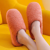 Indoor Fur Slippers for Home Floor Shoes Warm Plush Slippers Solid Color Autumn Women Slippers Shoes Soft