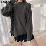 thick big Autumn Winter o-neck oversize Sweater Pullover Women warm chic female loose cashmere Basic wool Sweaters