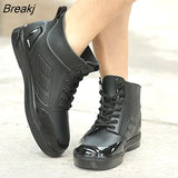 Men's Rainboots Waterproof Spring Winter Rain Shoes Men Rain Boy Water Rubber Black Ankle Boots Lace-Up Shoes