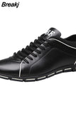 Men Fashion Solid Leather Business Sport Flat Round Toe Casual Shoes Men's Casual Shoes Fashion Summer Casual Shoes Men