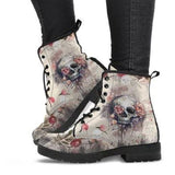 Boots Women's Autumn and Winter New2021British Fashion Women's Tooling Boots Skull and Flower Print High-top Boots
