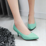 Breakj Middle Heel Single Shoe Large Size Paint Surface Fine Heel