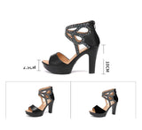 Open Toe Rhinestone Platform Shoes Ladies 2022 Summer Elegant Office Party High Heels Gladiator Sandals Plus Size