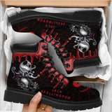 Boots Women's Autumn and Winter New2021British Fashion Women's Tooling Boots Skull and Flower Print High-top Boots